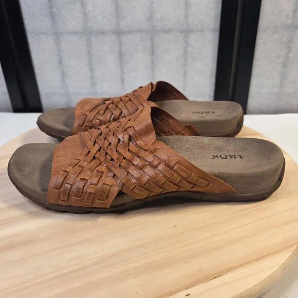 Taos Guru Cognac Leather Woven Slip On Sandals Women US 11 - Picture 7 of 14